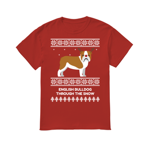 Bulldog Through The Snow - Men's T-Shirt