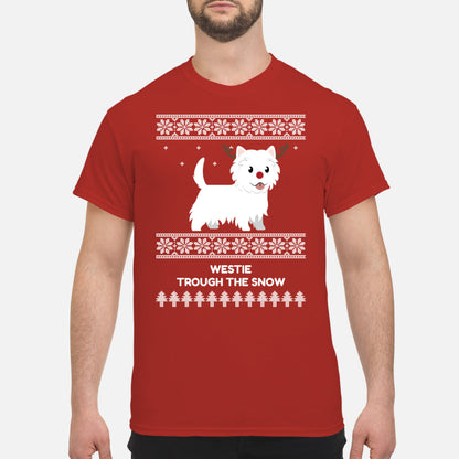Westie Through The Snow  - Men's T-Shirt