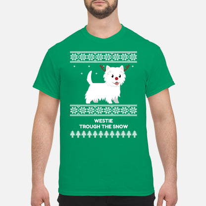 Westie Through The Snow  - Men's T-Shirt