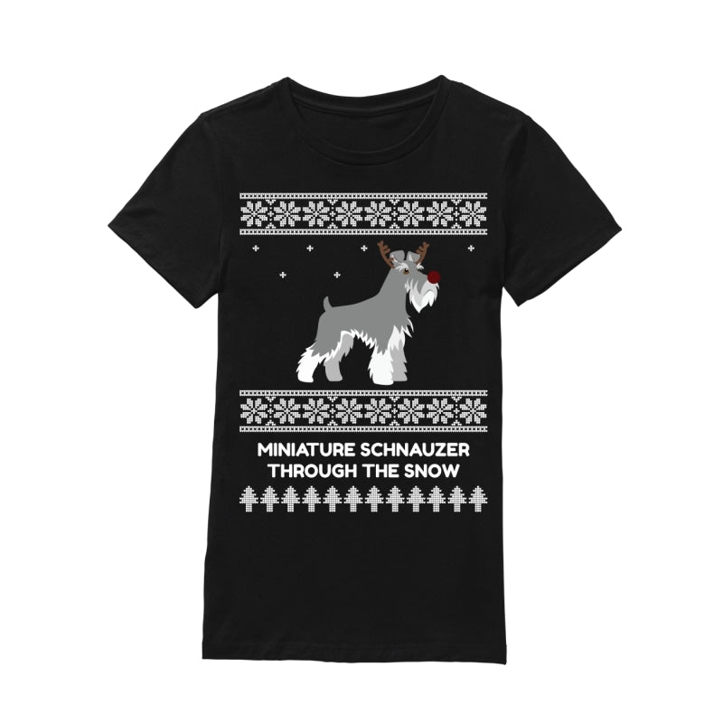Miniature Schnauzer Through The Snow - Premium Men's T-shirt
