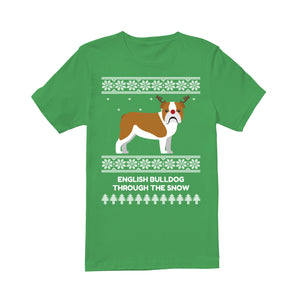 Bulldog Through The Snow - Premium Men's T-shirt