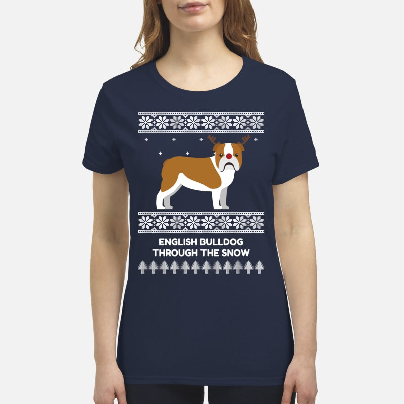 Bulldog Through The Snow - Premium Women's T-shirt