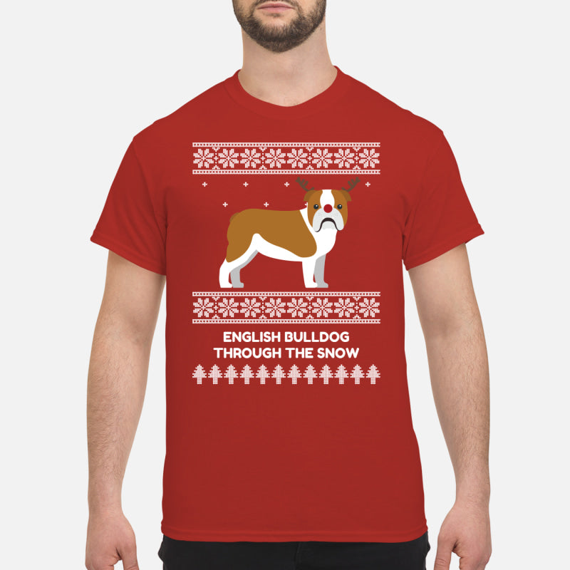 Bulldog Through The Snow - Men's T-Shirt
