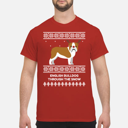 Bulldog Through The Snow - Men's T-Shirt
