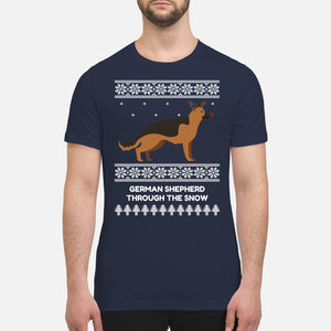 German Shepherd Through The Snow - Premium Men's T-shirt