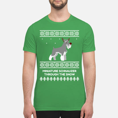 Miniature Schnauzer Through The Snow - Premium Men's T-shirt