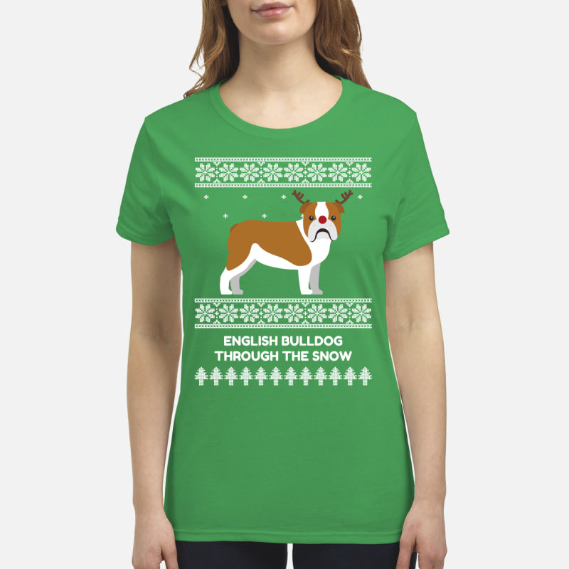 Bulldog Through The Snow - Premium Women's T-shirt