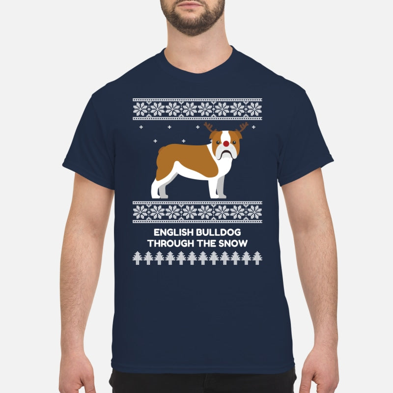 Bulldog Through The Snow - Men's T-Shirt