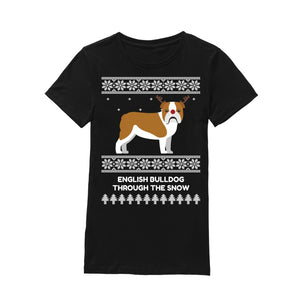 Bulldog Through The Snow - Premium Men's T-shirt