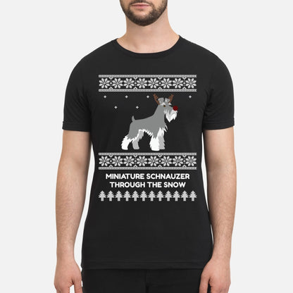 Miniature Schnauzer Through The Snow - Premium Men's T-shirt