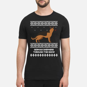 German Shepherd Through The Snow - Premium Men's T-shirt
