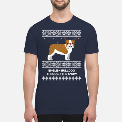 Bulldog Through The Snow - Premium Men's T-shirt