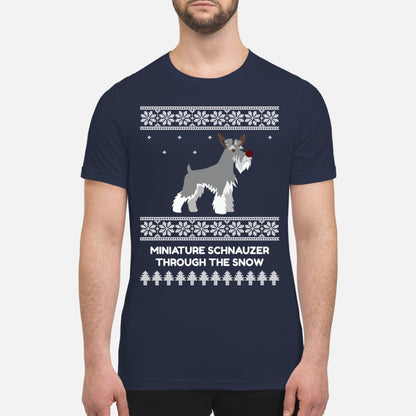 Miniature Schnauzer Through The Snow - Premium Men's T-shirt