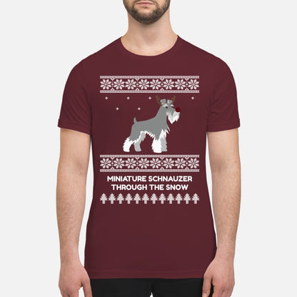 Miniature Schnauzer Through The Snow - Premium Men's T-shirt