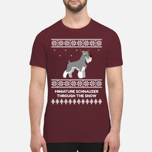 Miniature Schnauzer Through The Snow - Premium Men's T-shirt