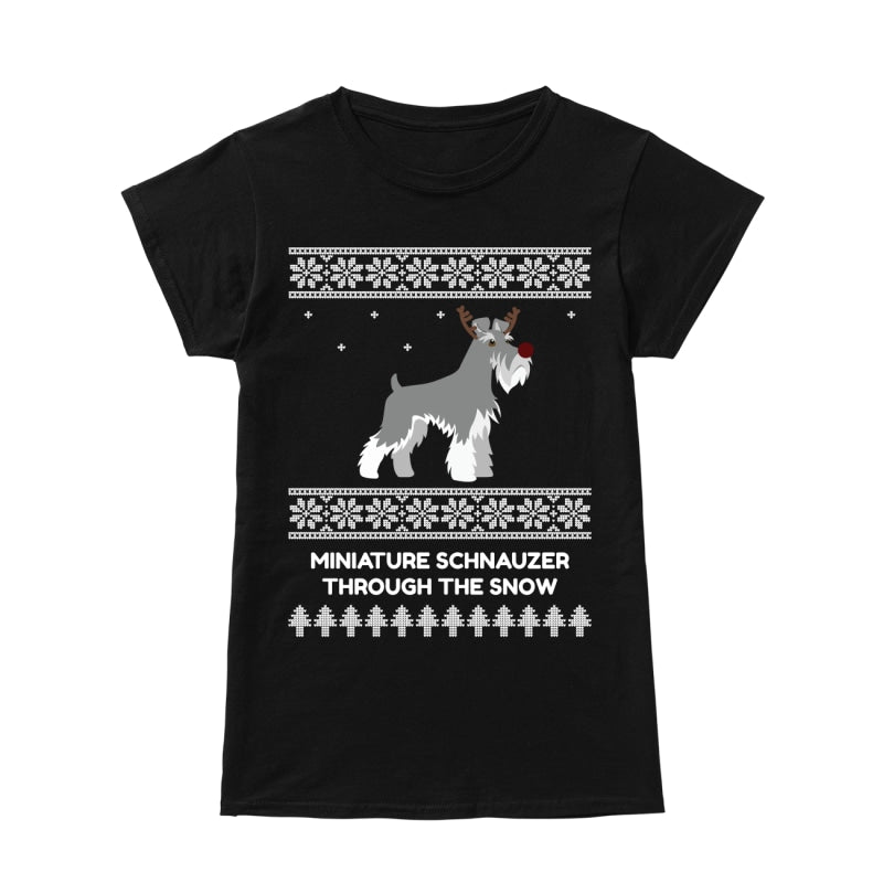 Miniature Schnauzer Through The Snow - Premium Women's T-shirt