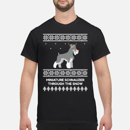 Miniature Schnauzer Through The Snow - Men's T-Shirt