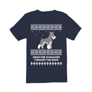 Miniature Schnauzer Through The Snow - Premium Men's T-shirt