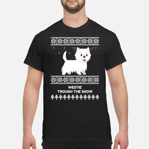 Westie Through The Snow  - Men's T-Shirt