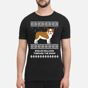 Bulldog Through The Snow - Premium Men's T-shirt