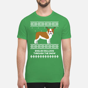 Bulldog Through The Snow - Premium Men's T-shirt