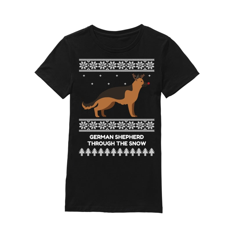 German Shepherd Through The Snow - Premium Men's T-shirt