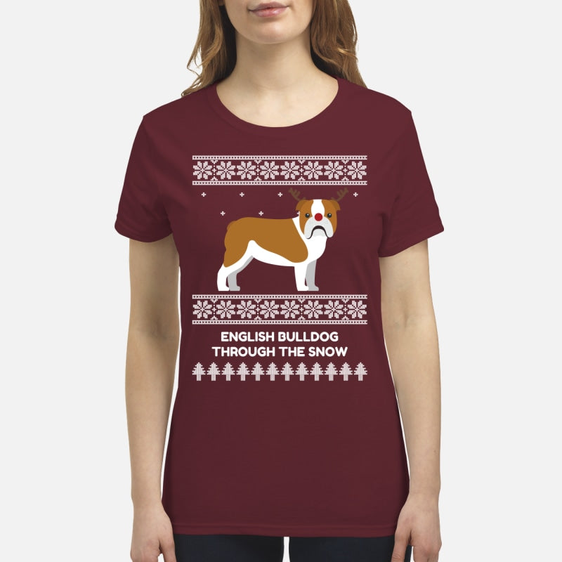 Bulldog Through The Snow - Premium Women's T-shirt
