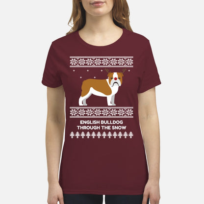 Bulldog Through The Snow - Premium Women's T-shirt