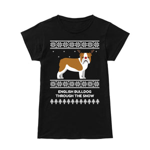 Bulldog Through The Snow - Premium Women's T-shirt