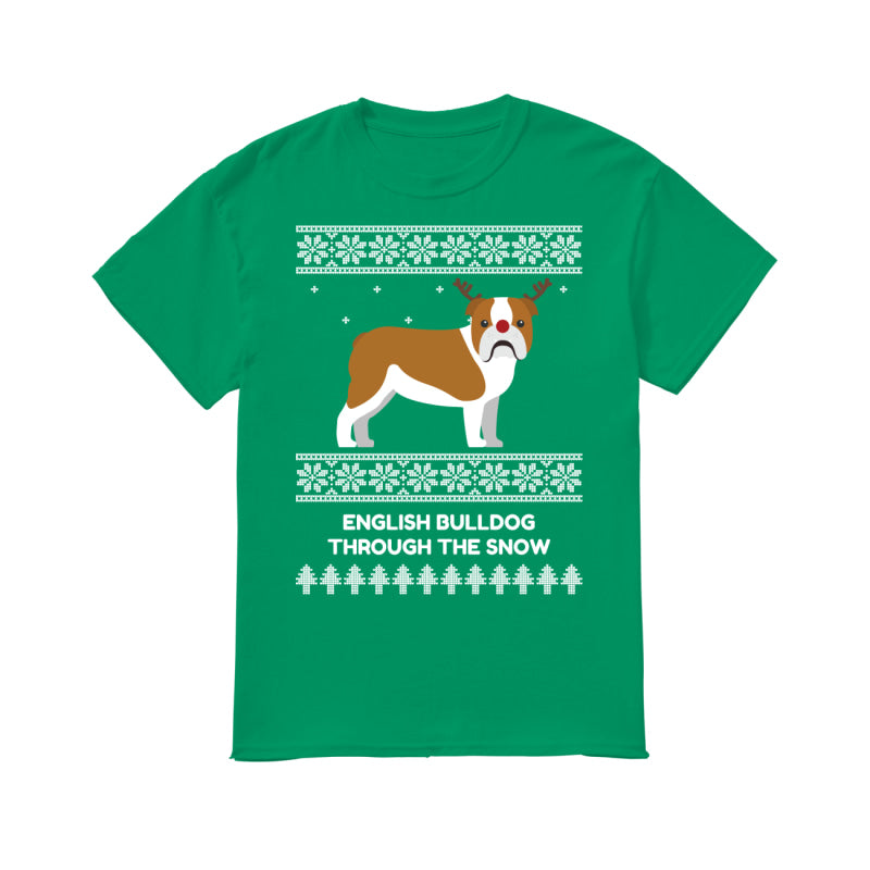 Bulldog Through The Snow - Men's T-Shirt