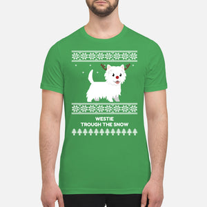 Westie Through The Snow  - Premium Men's T-shirt