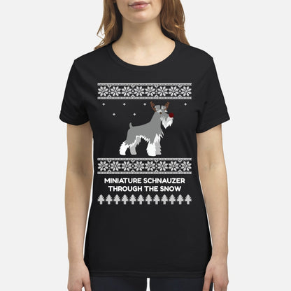 Miniature Schnauzer Through The Snow - Premium Women's T-shirt