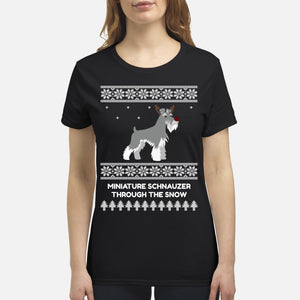 Miniature Schnauzer Through The Snow - Premium Women's T-shirt