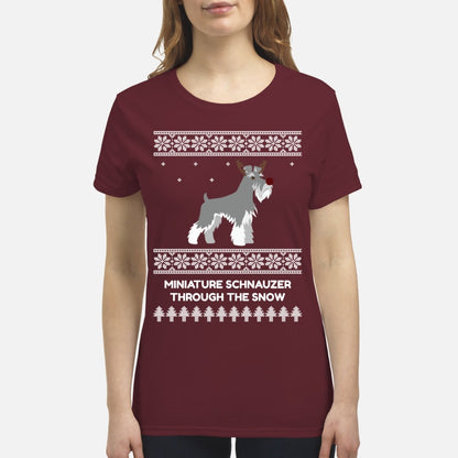 Miniature Schnauzer Through The Snow - Premium Women's T-shirt