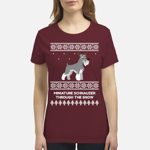 Miniature Schnauzer Through The Snow - Premium Women's T-shirt