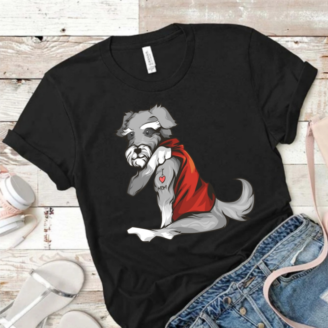 I love Mom Tattoo Schnauzer T-Shirt