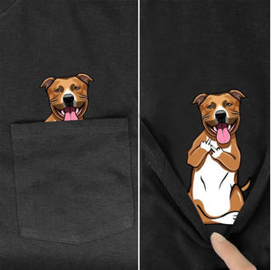 Schnauzer Dog In Pocket T-Shirt
