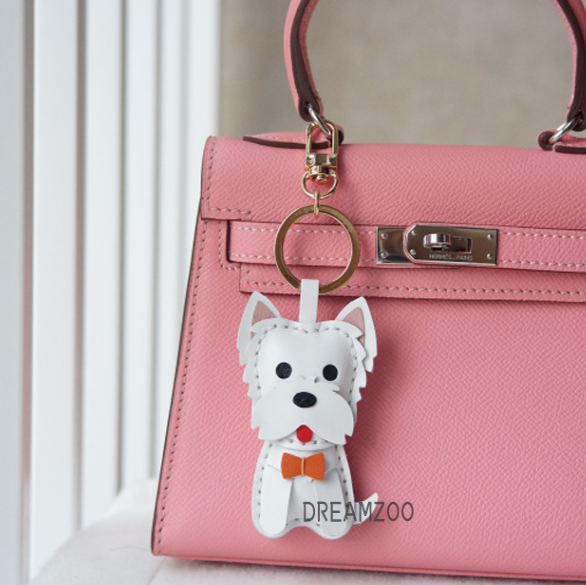 Luxury Leather Westie Pendant And Keychain