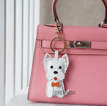 Luxury Leather Westie Pendant And Keychain