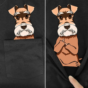 Schnauzer Dog In Pocket T-Shirt