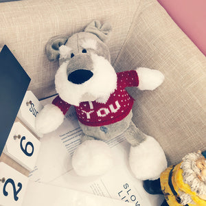 Schnauzer In Sweater Stuffed Toy