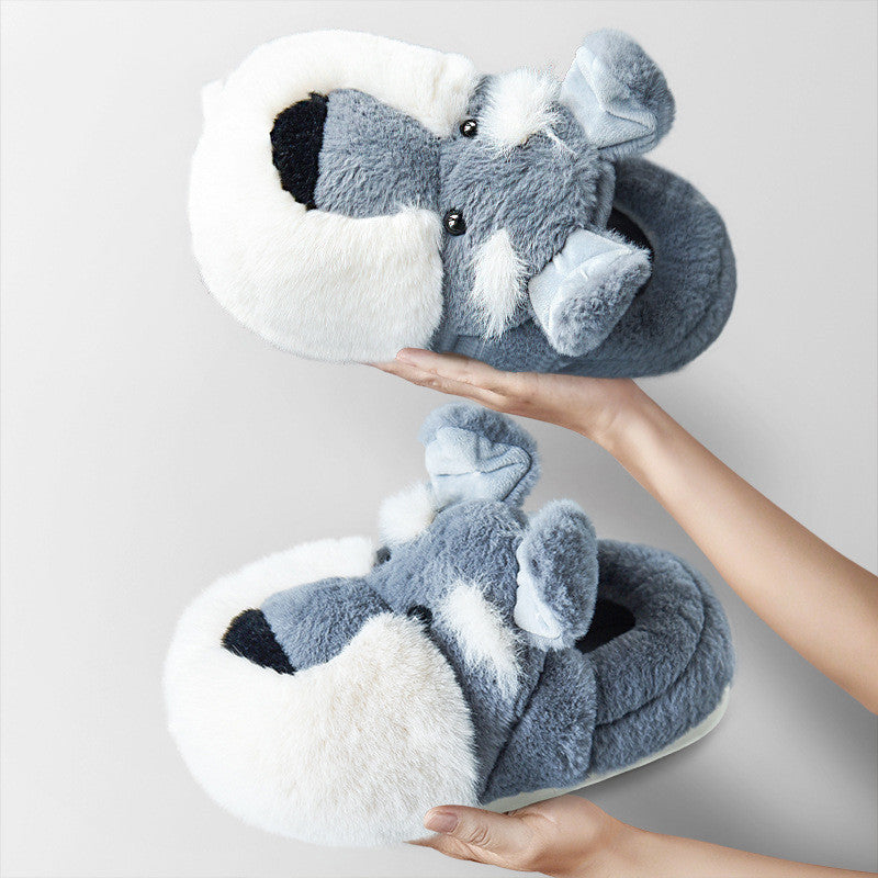 Plush Schnauzer Slippers