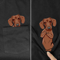 Dachshund Dog In Pocket T-Shirt