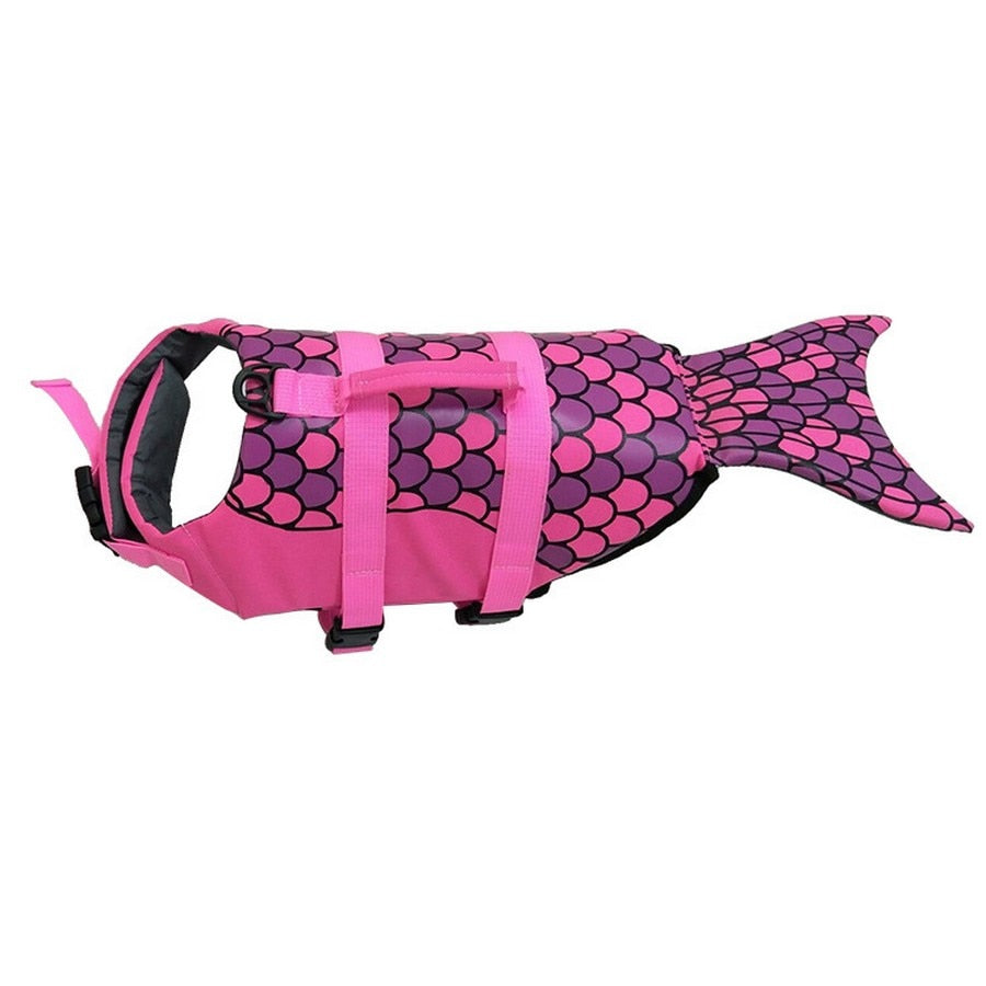 Pink shark dog life jacket sale