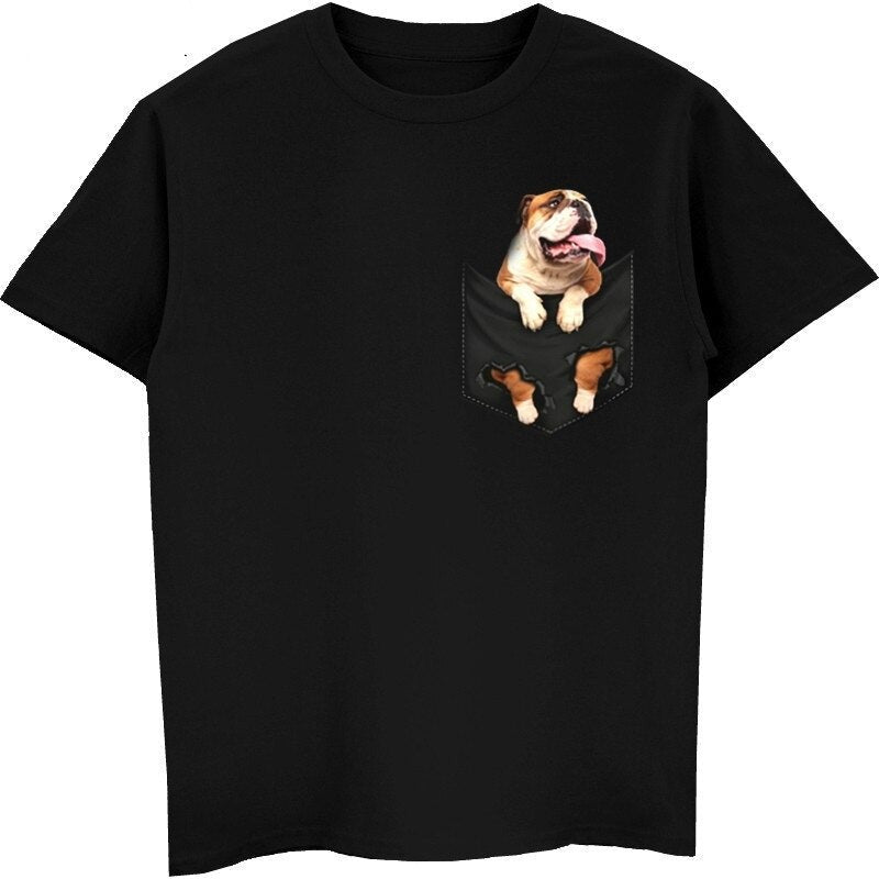 English Bulldog In Pocket T-Shirt