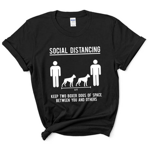 Social Distancing. Keep 2 Boxer Dogs Of Space Between You And Others