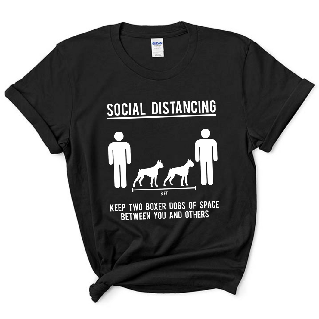 Social Distancing. Keep 2 Boxer Dogs Of Space Between You And Others