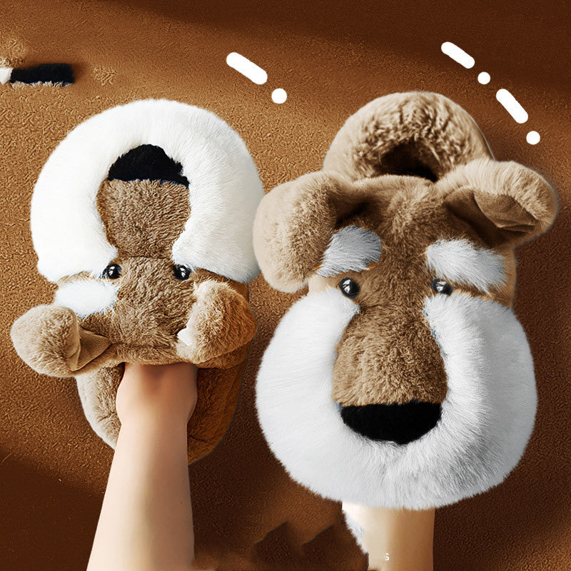 Plush Schnauzer Slippers
