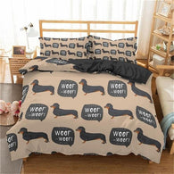 Woof Woof Brown Dachshund Bedding Set