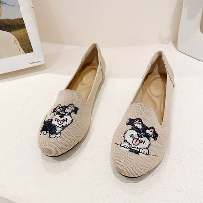 Embroidered Schnauzer Loafers